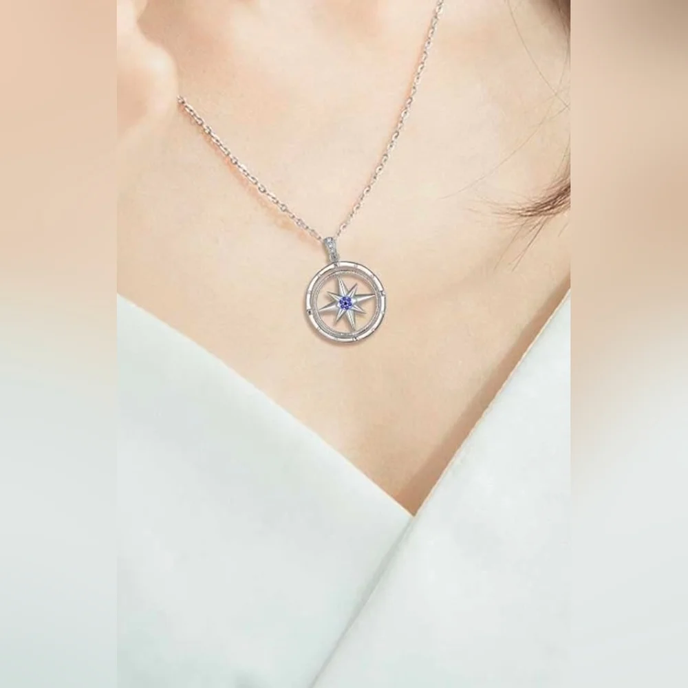 ☔️🔸️NIB Opal Compass Pendant Sterling Silver Necklace